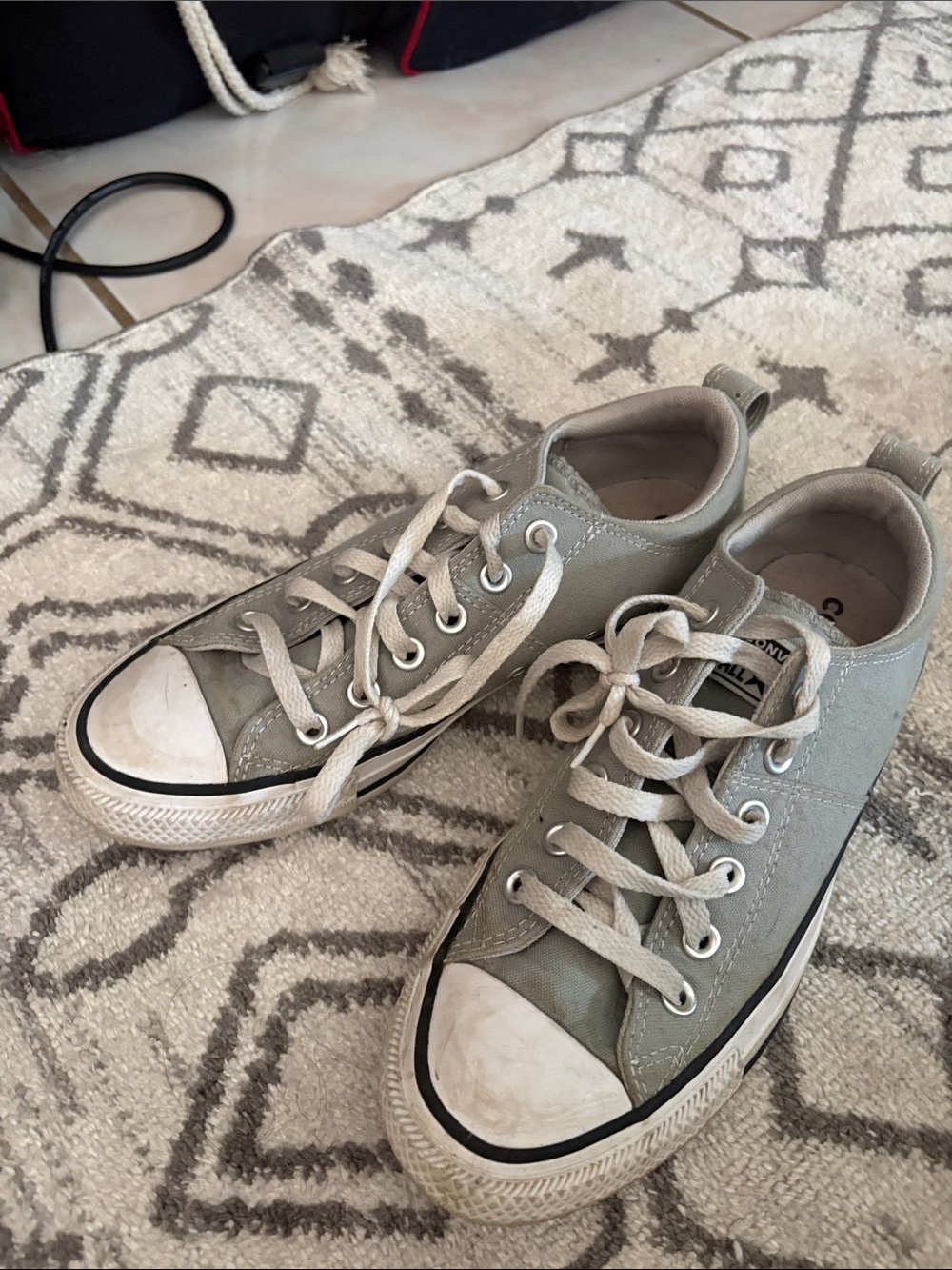 Converse Low Top Sneakers in Light Gray with White Toe Caps